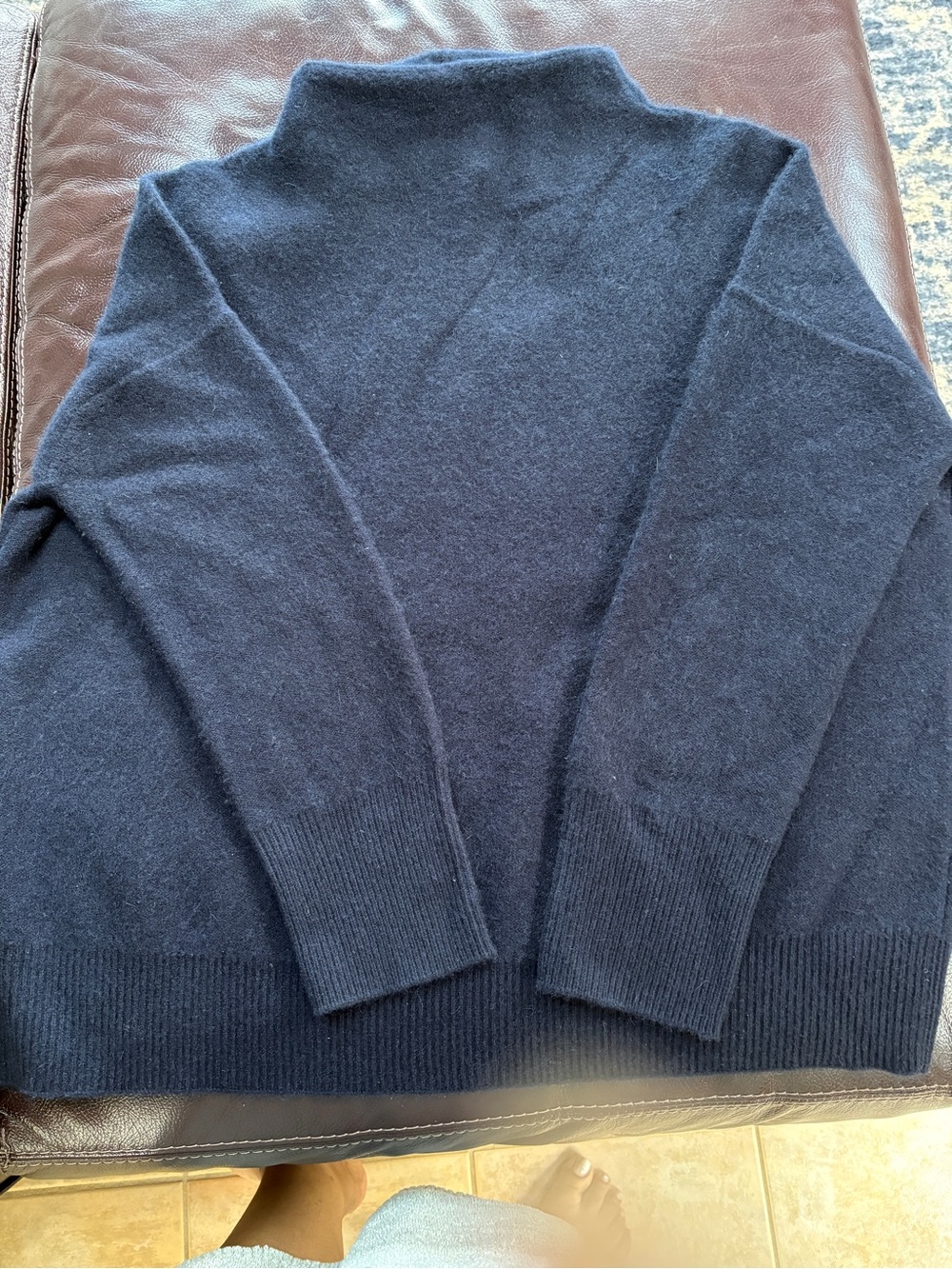 Vince Plush 100% boiled Cashmere Funnel Neck Sweater Blue xl
